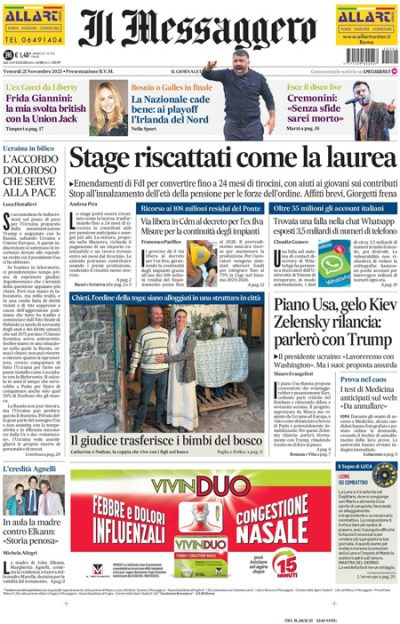 Prima pagina Il Messaggero