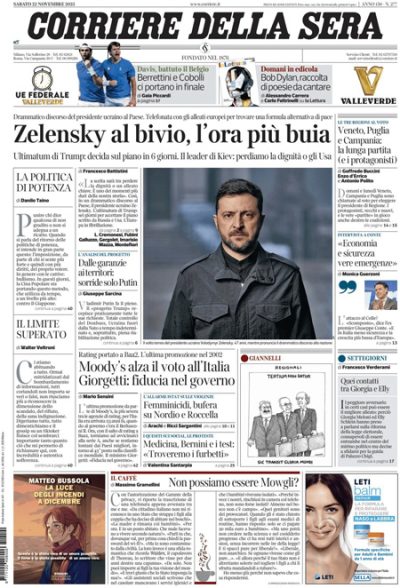 Prima pagina Corriere della sera
