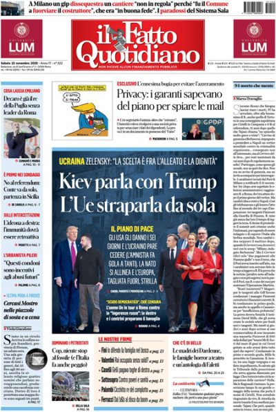 Prima pagina Il Fatto Quotidiano
