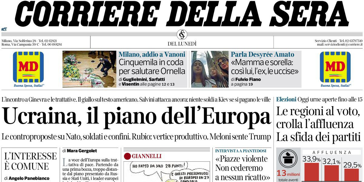 Le prime pagine di oggi