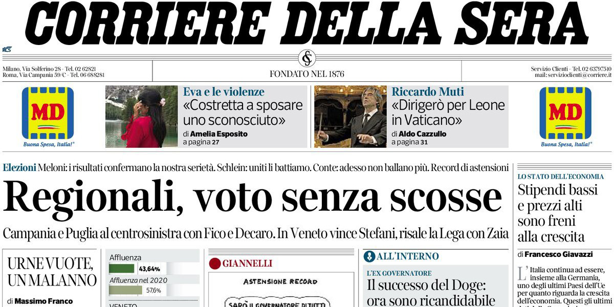 Le prime pagine di oggi