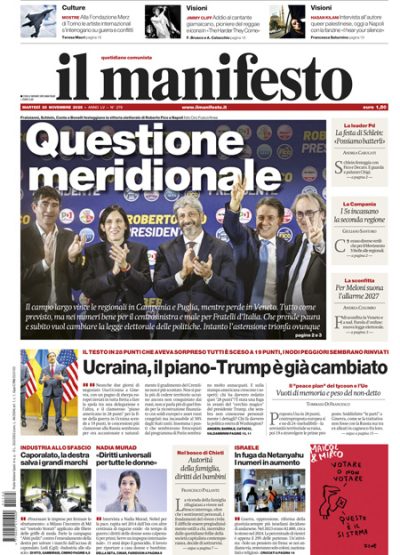 Prima pagina Il Manifesto