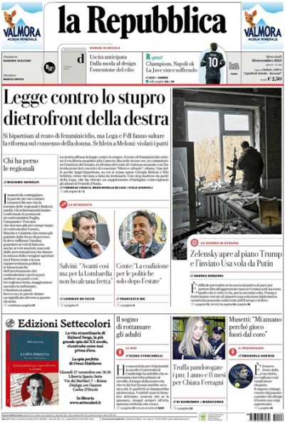 Prima pagina La Repubblica