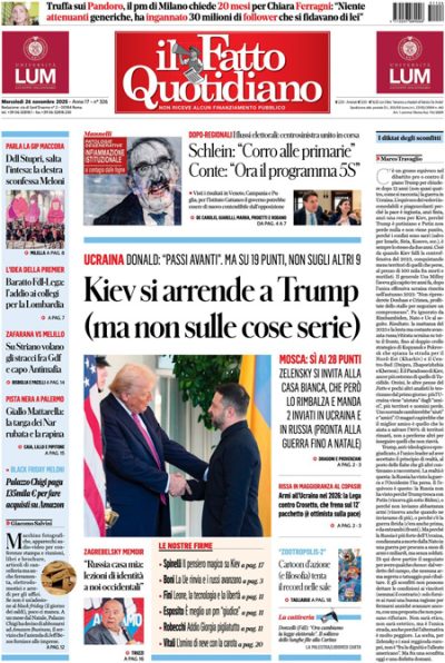 Prima pagina Il Fatto Quotidiano