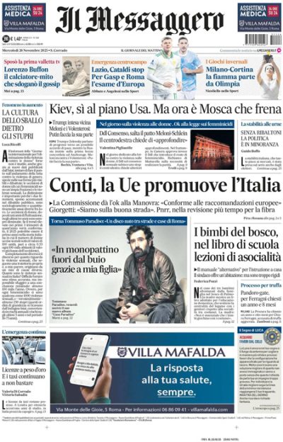 Prima pagina Il Messaggero