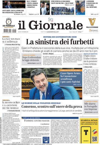 Prima pagina Il Giornale