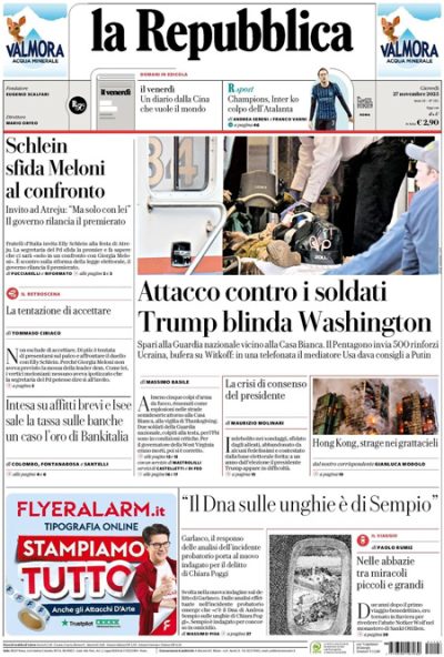 Prima pagina La Repubblica