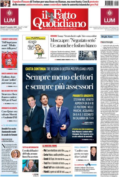 Prima pagina Il Fatto Quotidiano