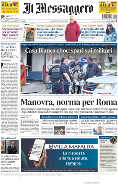 Prima pagina Il Messaggero