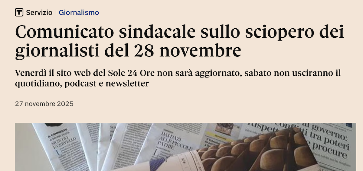 I siti delle principali testate non sono aggiornati a causa dello sciopero dei giornalisti
