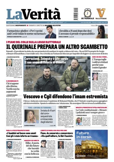 Prima pagina La Verità