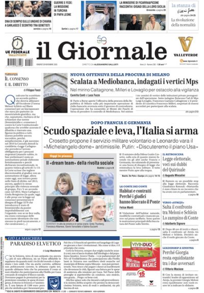Prima pagina Il Giornale