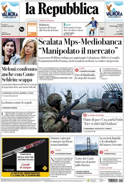 Prima pagina La Repubblica