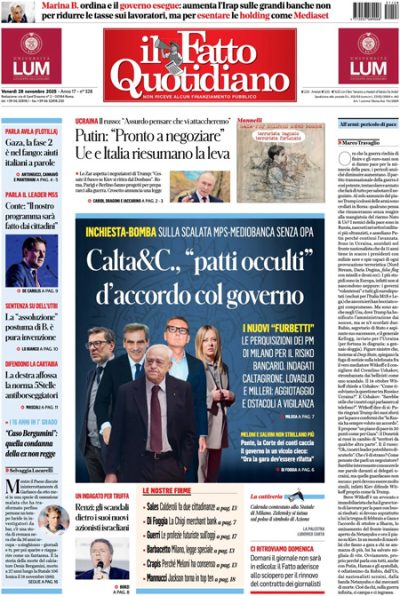 Prima pagina Il Fatto Quotidiano