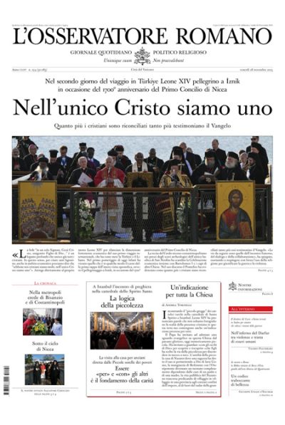 Prima pagina Osservatore romano