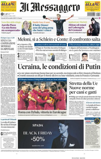 Prima pagina Il Messaggero