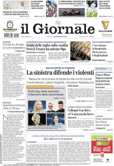 Prima pagina Il Giornale