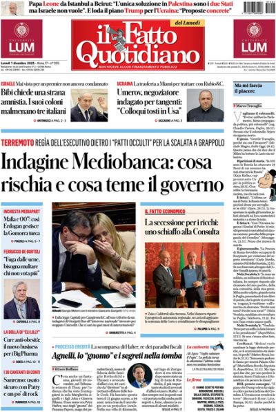 Prima pagina Il Fatto Quotidiano