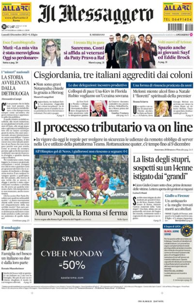 Prima pagina Il Messaggero