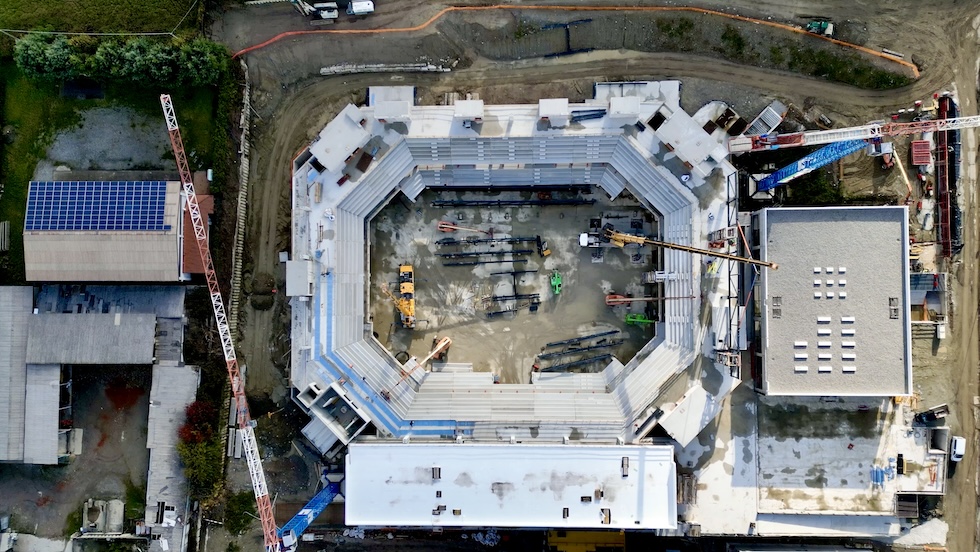 La Cantù Arena in costruzione nell'ottobre del 2023 (Cantù Arena)