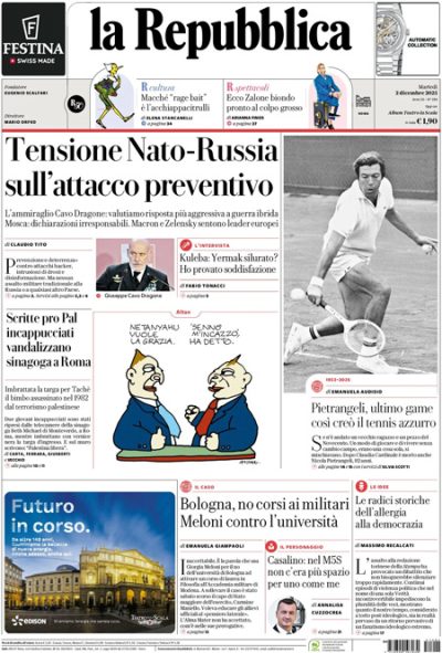 Prima pagina La Repubblica