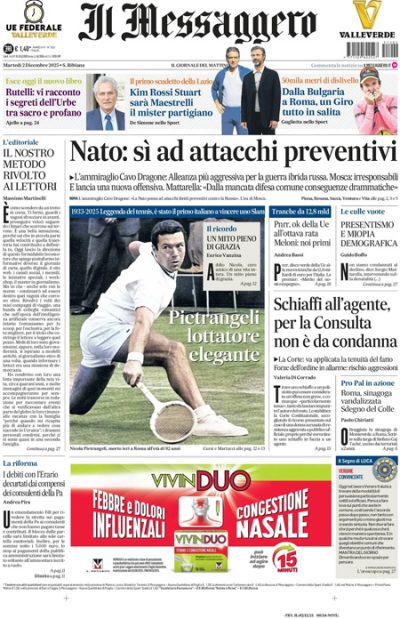 Prima pagina Il Messaggero