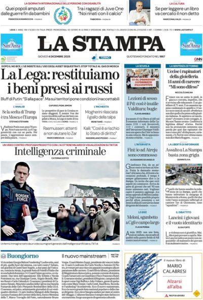 Prima pagina La Stampa