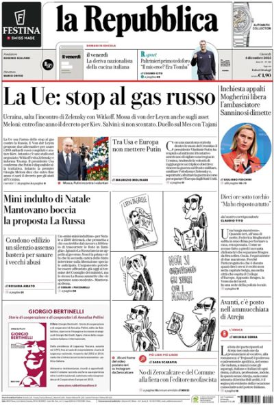 Prima pagina La Repubblica