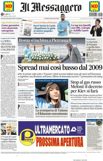 Prima pagina Il Messaggero