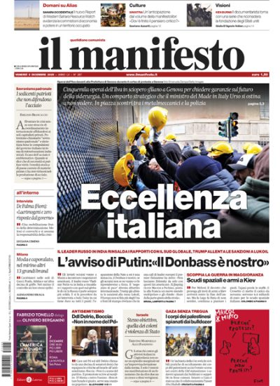 Prima pagina Il Manifesto