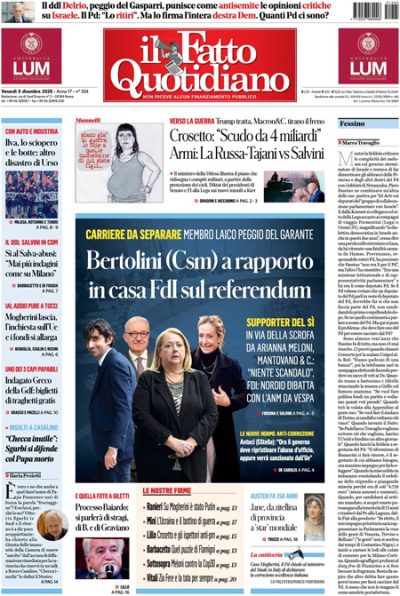 Prima pagina Il Fatto Quotidiano