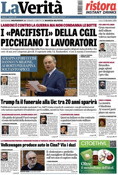 Prima pagina La Verità
