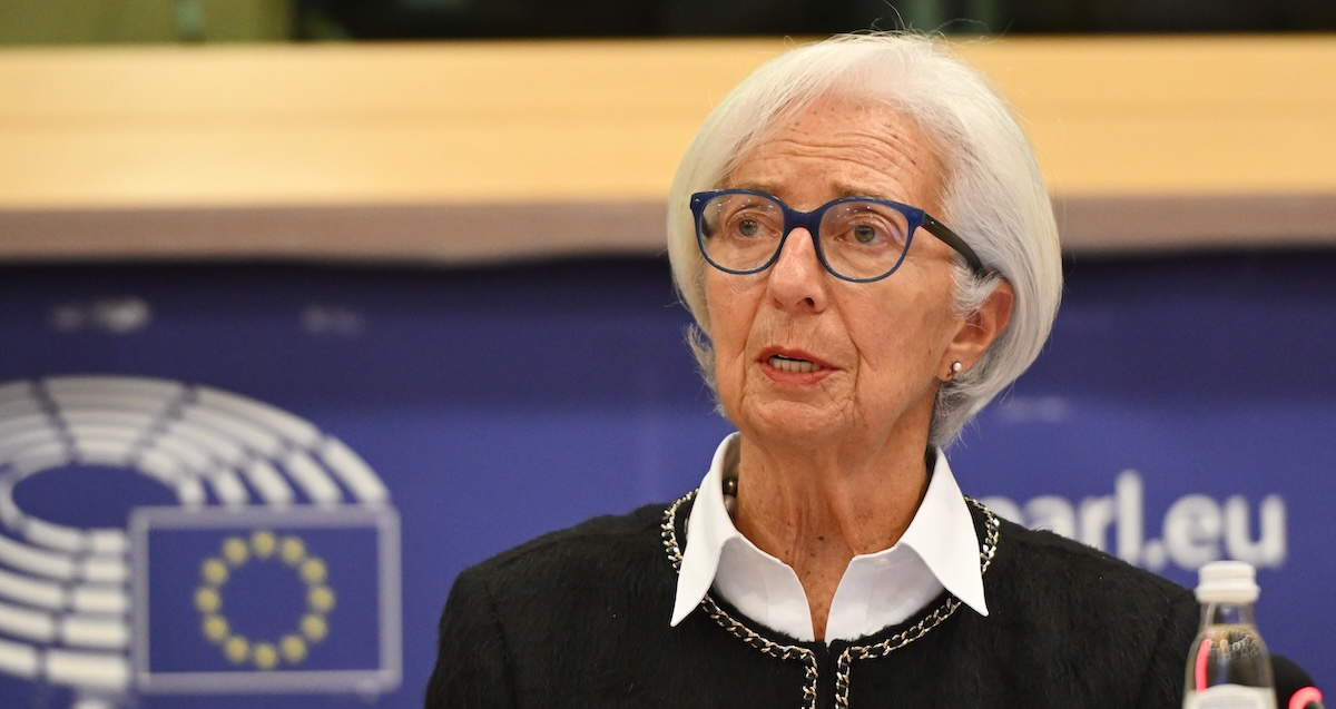 La presidente della Banca Centrale Europea Christine Lagarde a Bruxelles, Belgio, 3 dicembre 2025 (AP Photo/Harry Nakos)