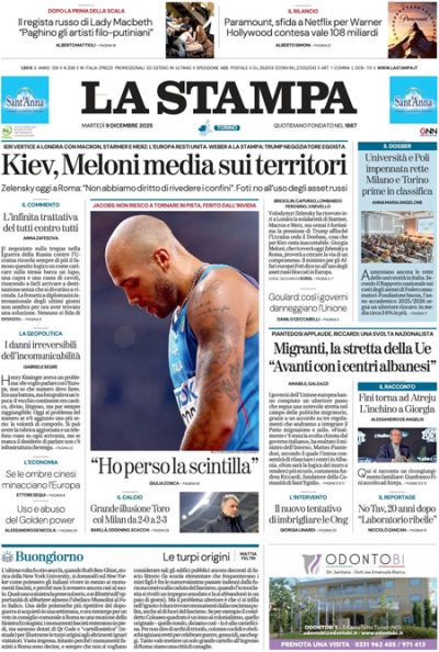 Prima pagina La Stampa