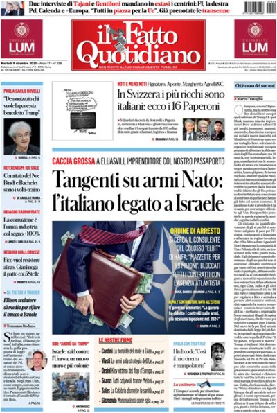 Prima pagina Il Fatto Quotidiano