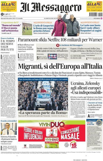 Prima pagina Il Messaggero