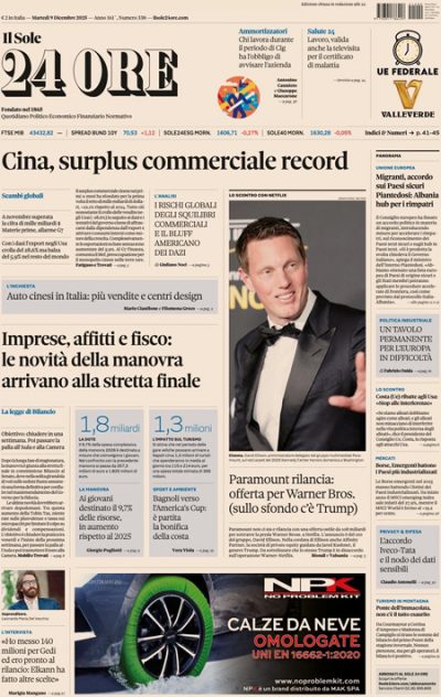 Prima pagina Il Sole 24 ore