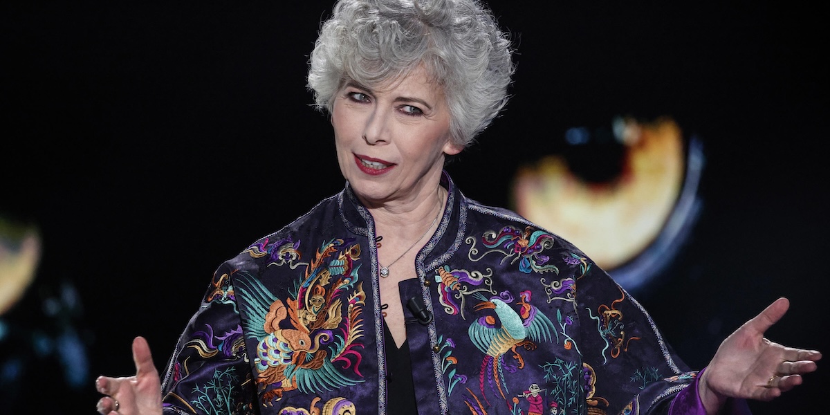 Irene Pivetti ospite della trasmissione televisiva di Rai 2 Belve a ottobre del 2025 (ANSA/GIUSEPPE LAMI)