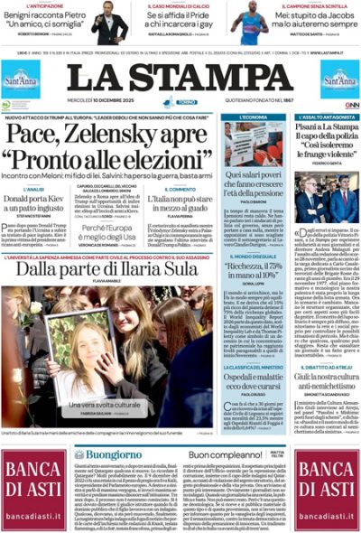 Prima pagina La Stampa