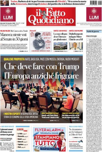 Prima pagina Il Fatto Quotidiano
