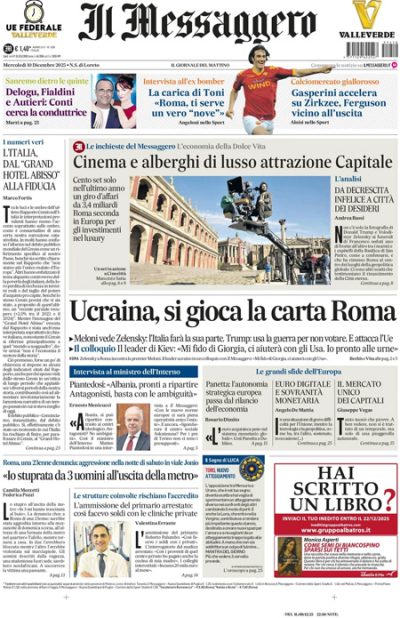 Prima pagina Il Messaggero