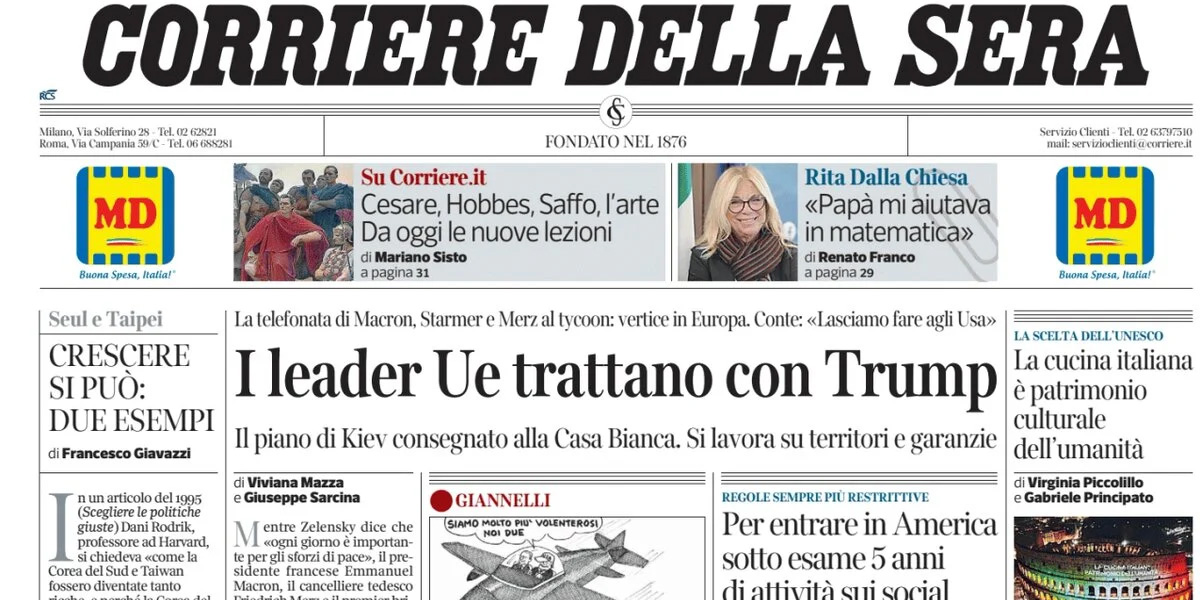 Le prime pagine di oggi