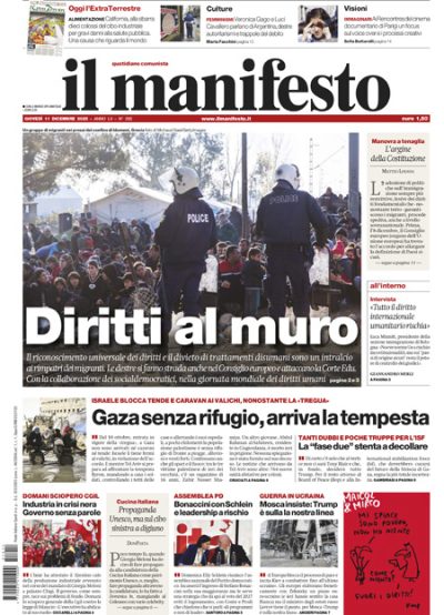 Prima pagina Il Manifesto
