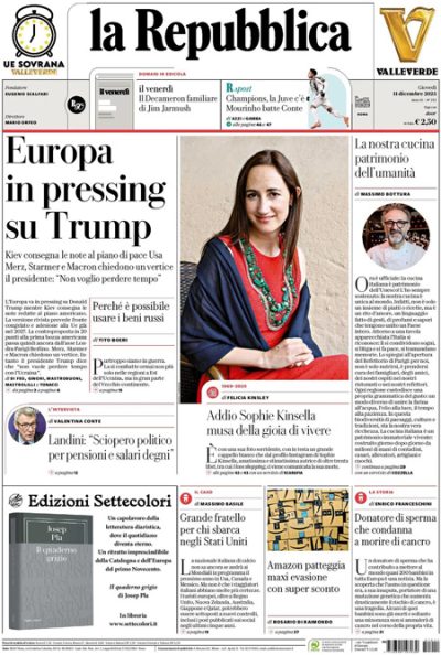 Prima pagina La Repubblica