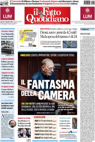 Prima pagina Il Fatto Quotidiano