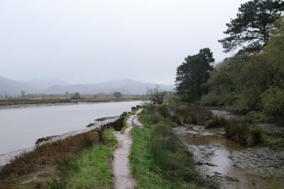 Il terrapieno lungo l'argine dell'estuario