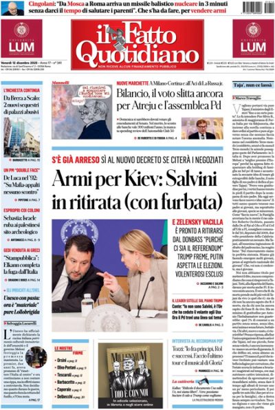 Prima pagina Il Fatto Quotidiano