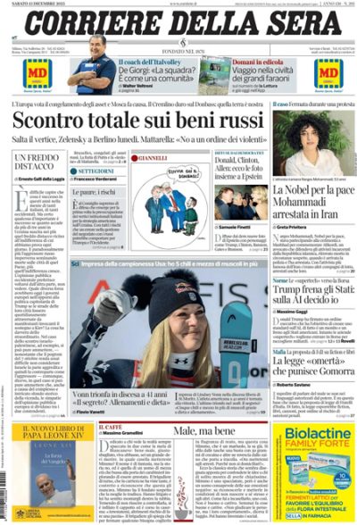 Prima pagina Corriere della sera