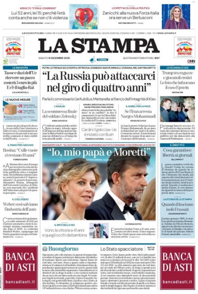 Prima pagina La Stampa