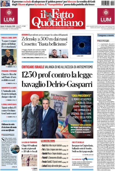 Prima pagina Il Fatto Quotidiano